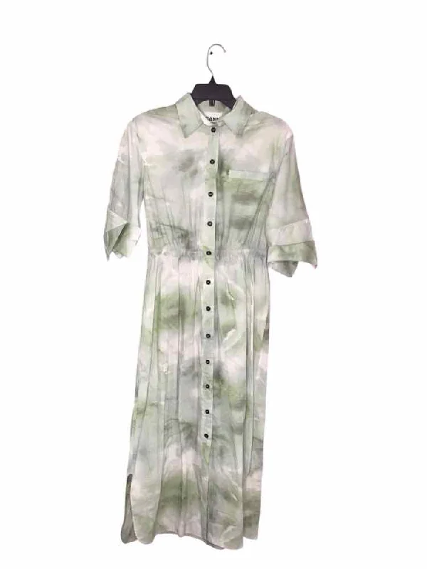 Price Slash Ganni Green and White Size 34 Dress