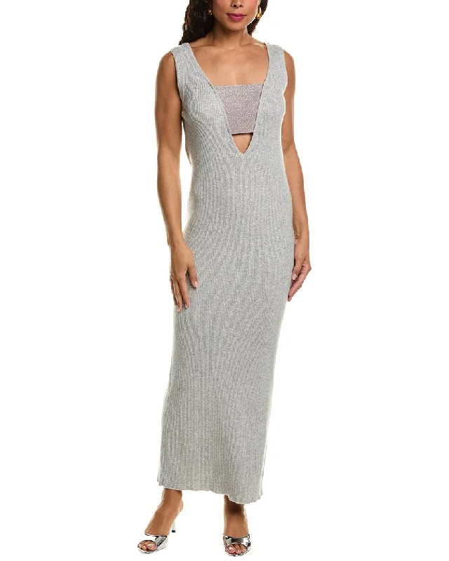 Mega Deal Brunello Cucinelli Ribbed Cashmere Maxi Sweaterdress