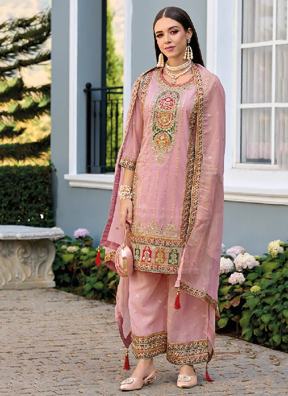 Price Break Blush Pink Multi Embroidery Traditional Pant Style Suit