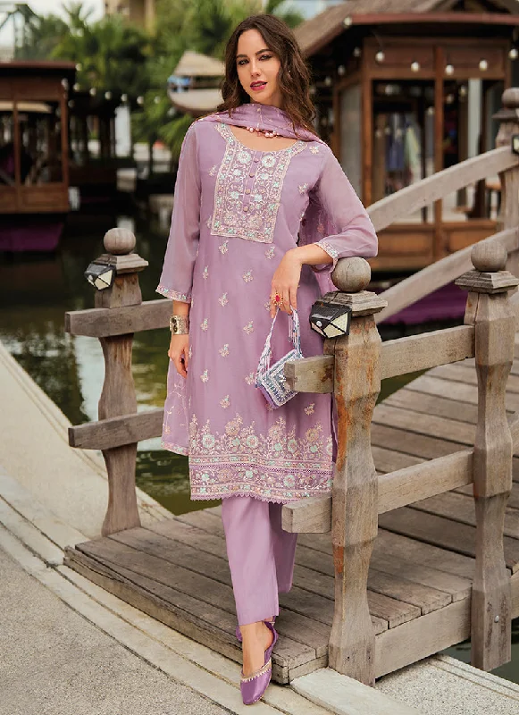 Incredible Offers Purple Embroidery Festival Salwar Kameez Suit