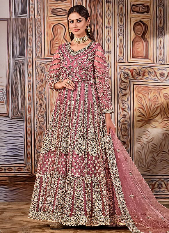 Super Sale Blush Pink Embroidered Wedding Anarkali Suit