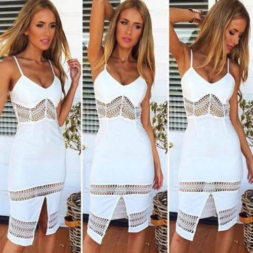 Epic Deals Hollow Spaghetti Sleeveless Strap Party Dress