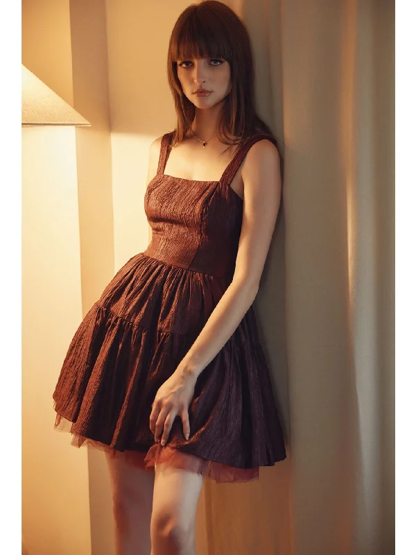 Closeout Fore Collection Meddi Strap Mini Dress In Deep Burgundy