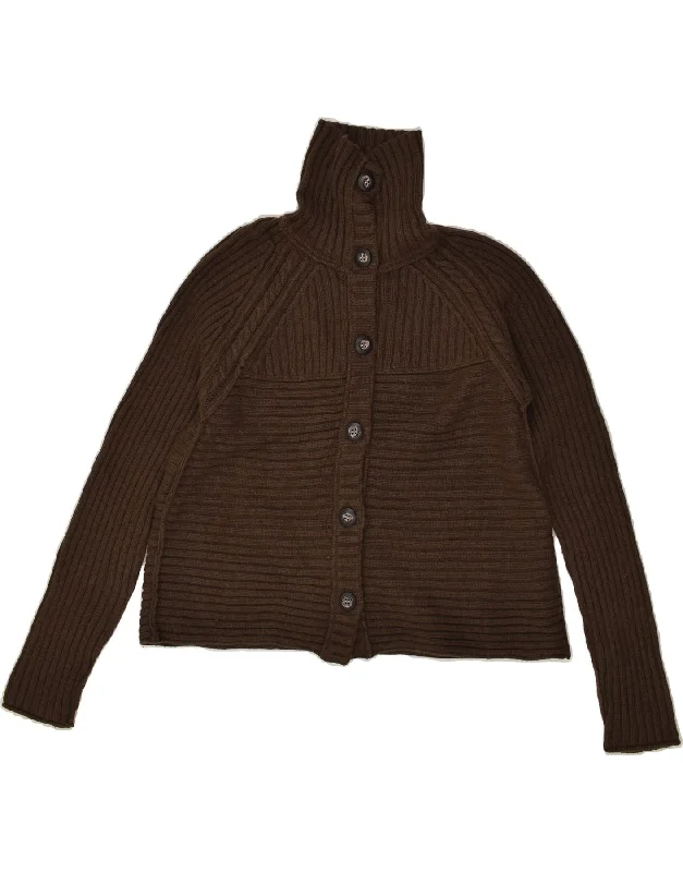 FAT FACE Womens Cardigan Sweater UK 12 Medium Brown Lambswool