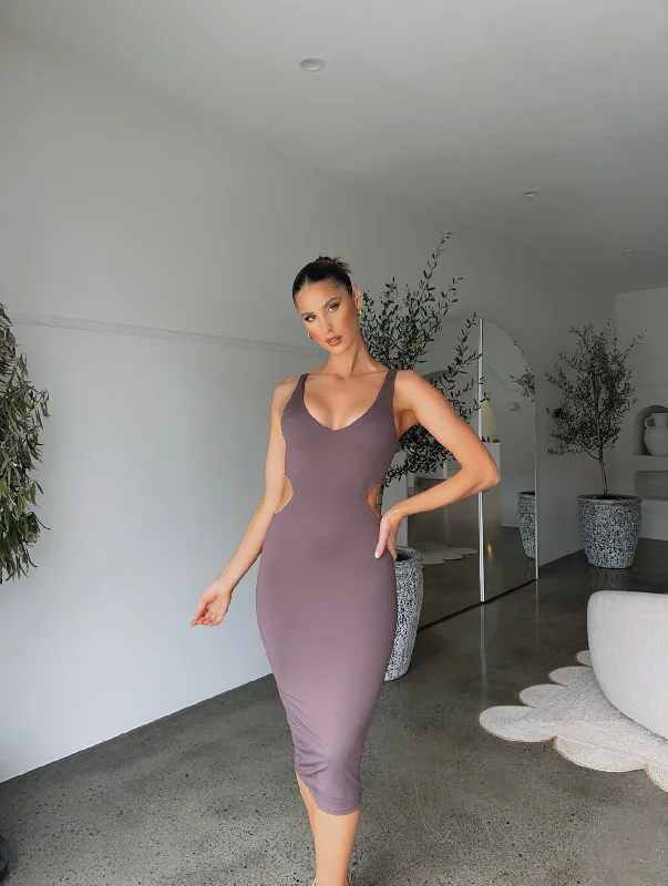 Hot Deal POPPY MIDI DRESS MOCHA - OUTCAST EXCLUSIVES