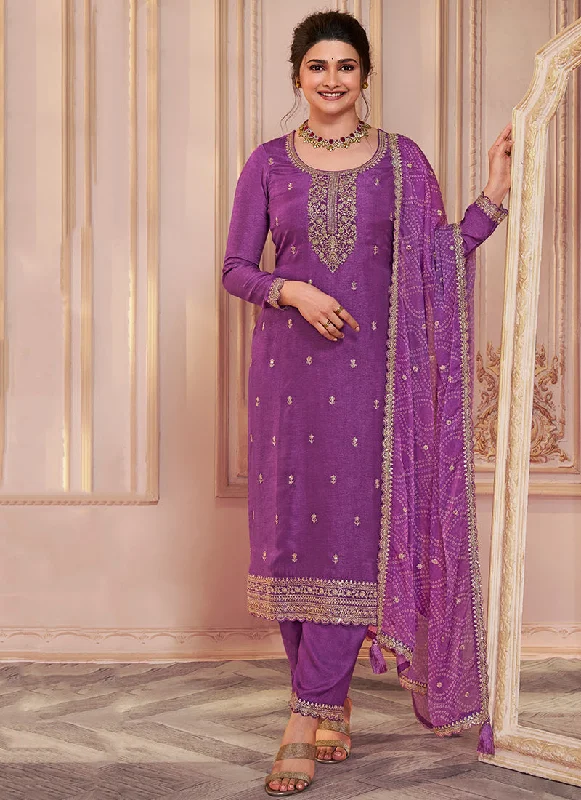 Buy Now Purple Embroidered Pakistani Pant Style Suit