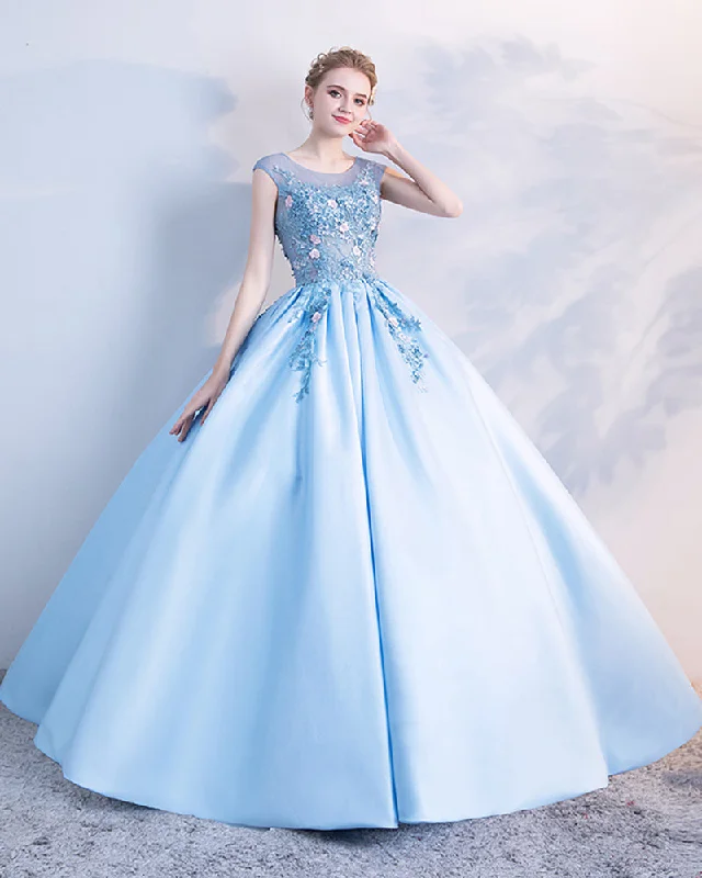 Big Discounts Sky Blue Cap Sleeves Beading and Floral Ball Gown Prom Dress,Sweet 16 Dress,Engagement Gown PL1005 Big Discounts Sky Blue Cap Sleeves Beading and Floral Ball Gown Prom Dress,Sweet 16 Dress,Engagement Gown PL1005