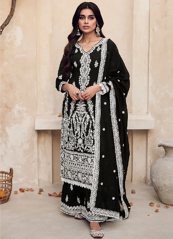 Price Smash Black Embroidery Traditional Palazzo Suit