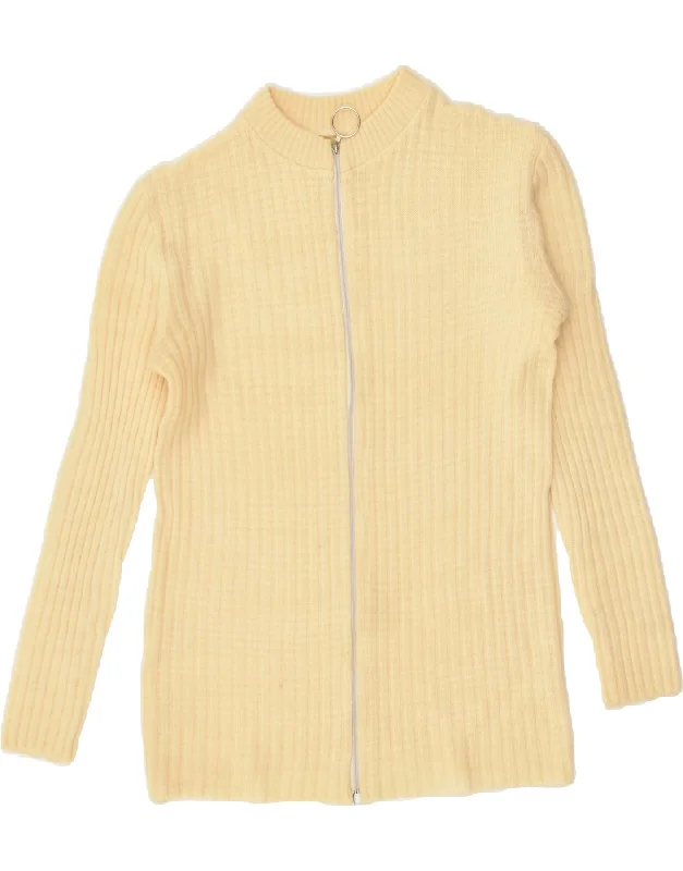 VINTAGE Womens Cardigan Sweater UK 10 Small Yellow