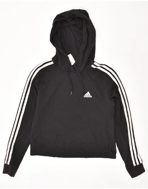 ADIDAS Womens Hoodie Jumper UK 4-6 XS Black Cotton