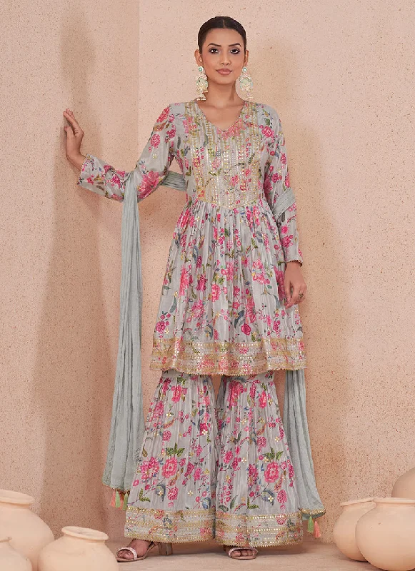 Limited Quantity Sky Blue Gota Patti Embroidery Gharara Suit