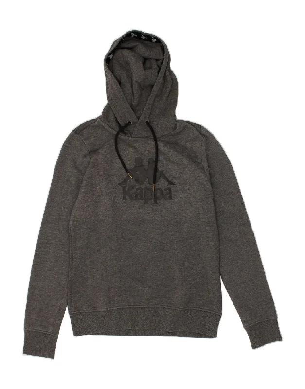 KAPPA Womens Graphic Hoodie Jumper UK 10 Small Grey Cotton