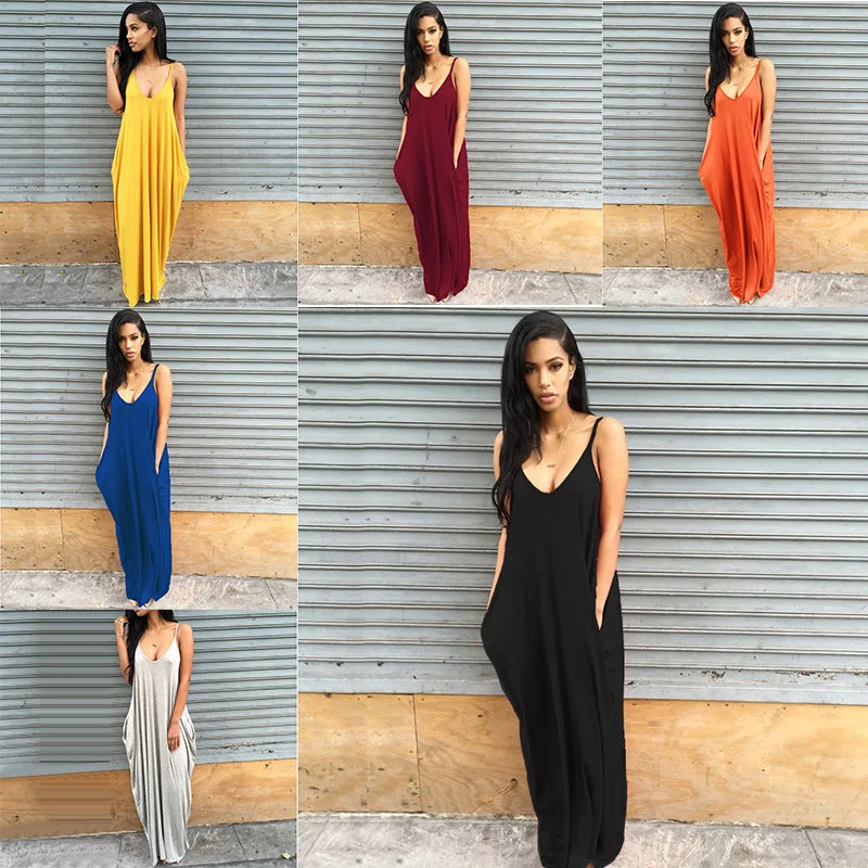 Early Bird Discount Backless Spaghetti Straps Scoop Long Beach Dress