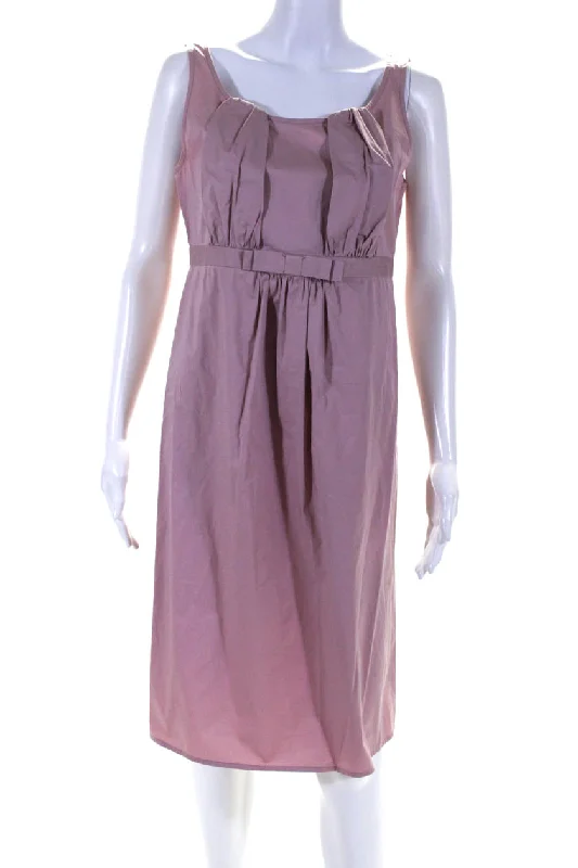 Crazy Deals Moschino Cheap & Chic Womens Scoop Neck Pleated Sleeveless Dress Pink