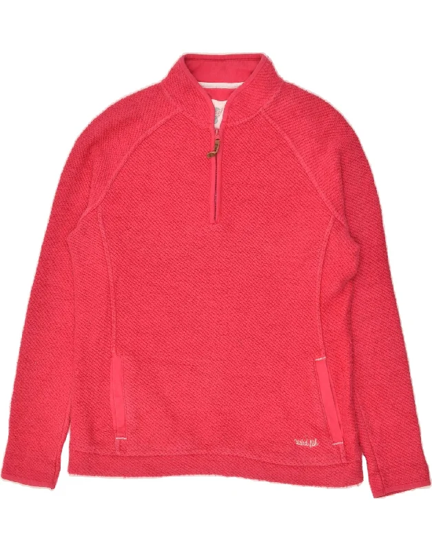 WEIRD FISH Womens Zip Neck Sweatshirt Jumper UK 14 Large Red Cotton