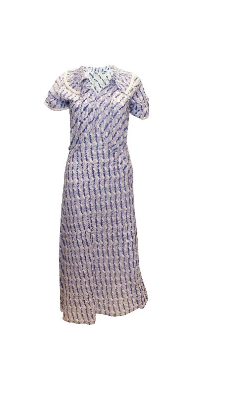 Midnight Madness A vintage 1920s blue and white printed summer day dress