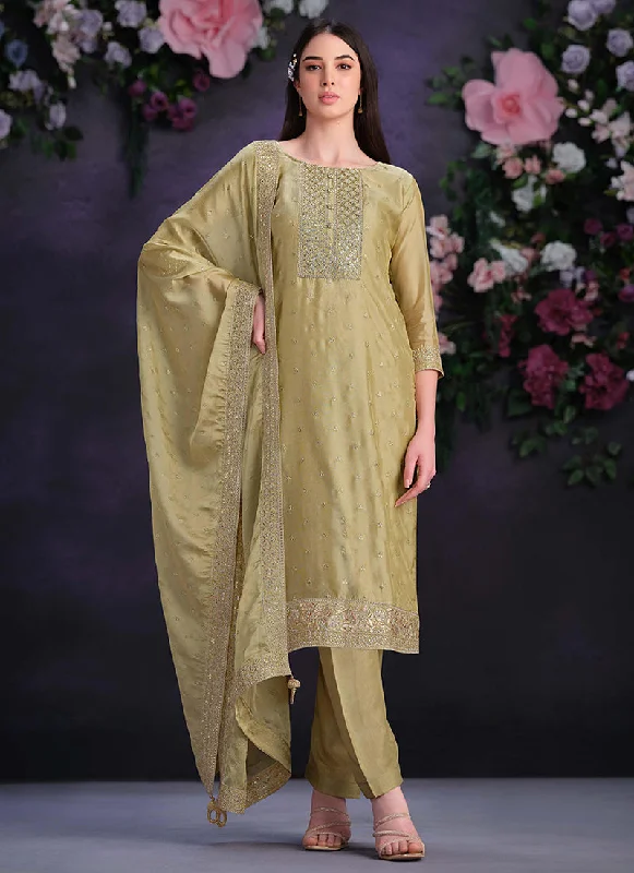 Weekend Deal Yellow Designer Embroidery Pakistani Pant Suit