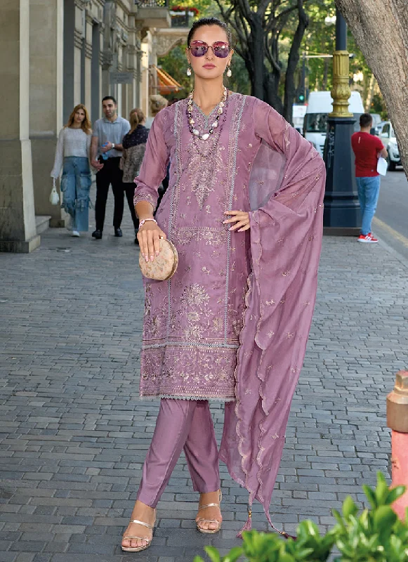 Weekend Deal Mauve Purple Traditional Embroidery Pant Style Suit