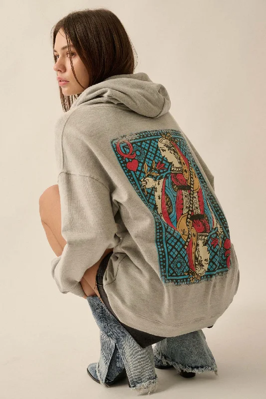 Queen of Hearts Back-Print Graphic Hoodie